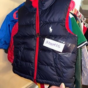 Polo Ralph Lauren Kids Navy Puffer Vest with Red Accents